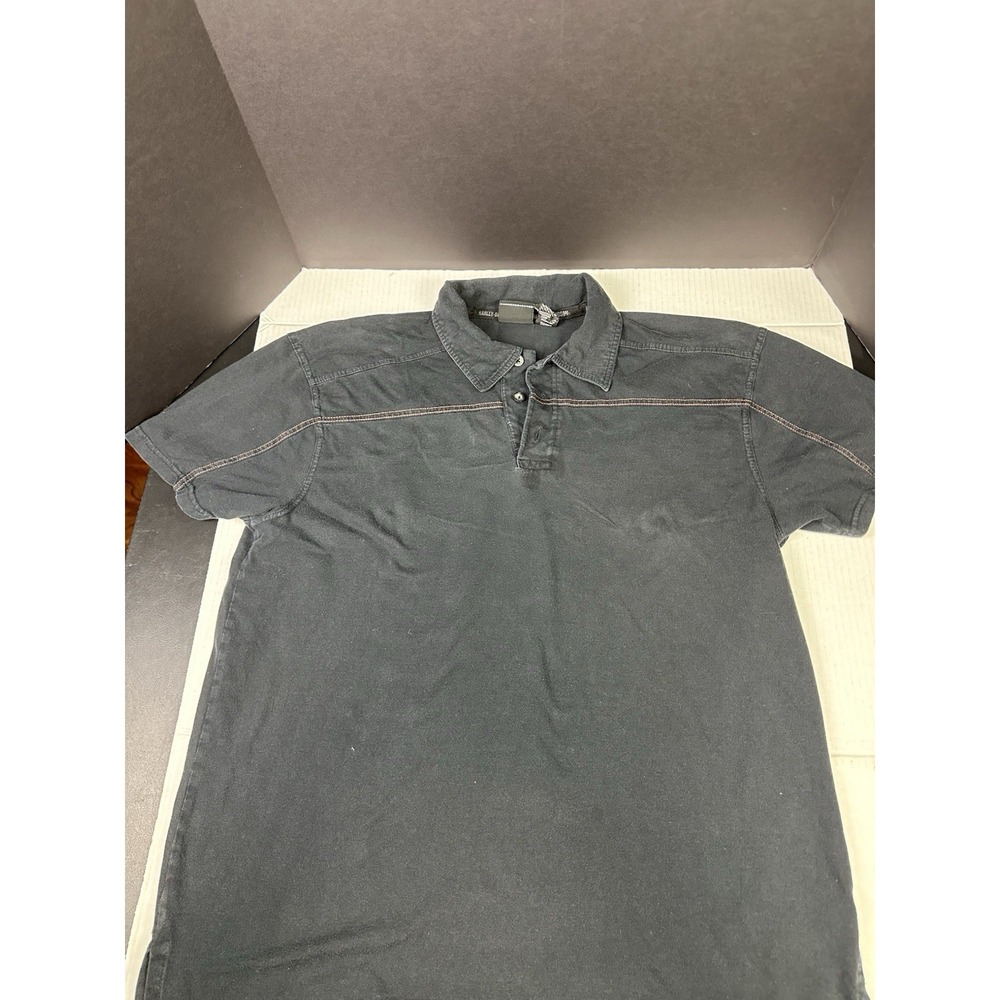 Harley Davidson Polo Golf Shirt Mens Lrf Black Motorcycle Embroidered Back Logo - Picture 1 of 7